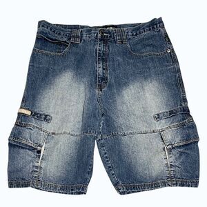 Southpole Jean Shorts Mens 38 Blue Baggy Cargo Distressed Denim Hip Hop 37x13